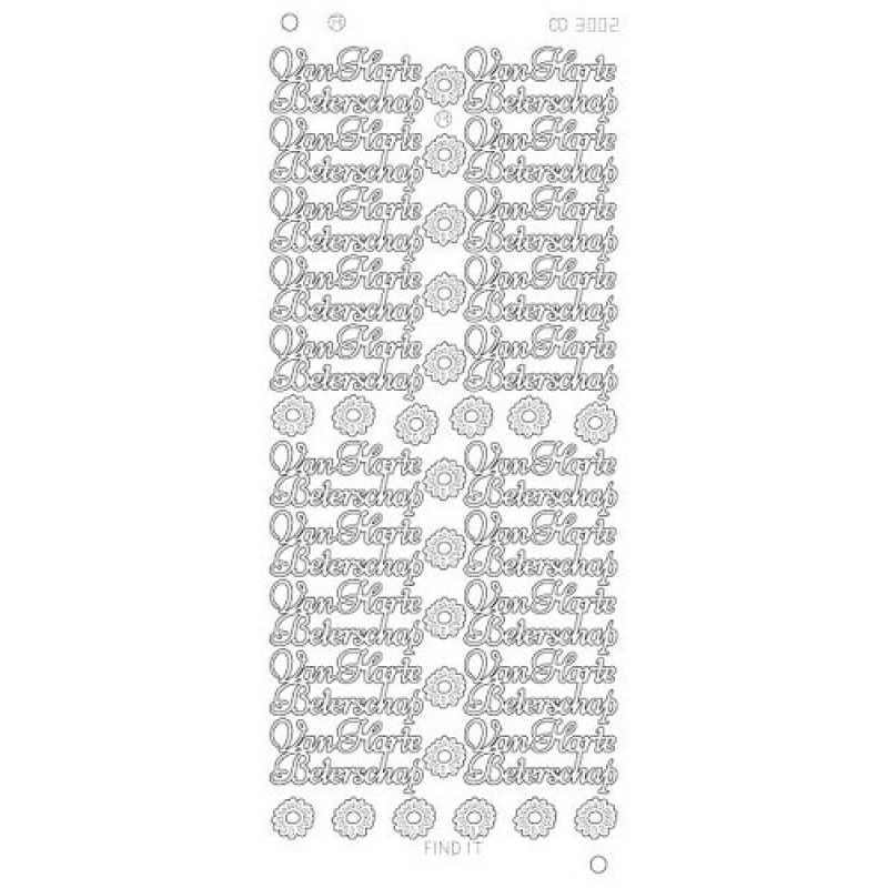 Stickervel: Van Harte Beterschap- Platinum - Goud